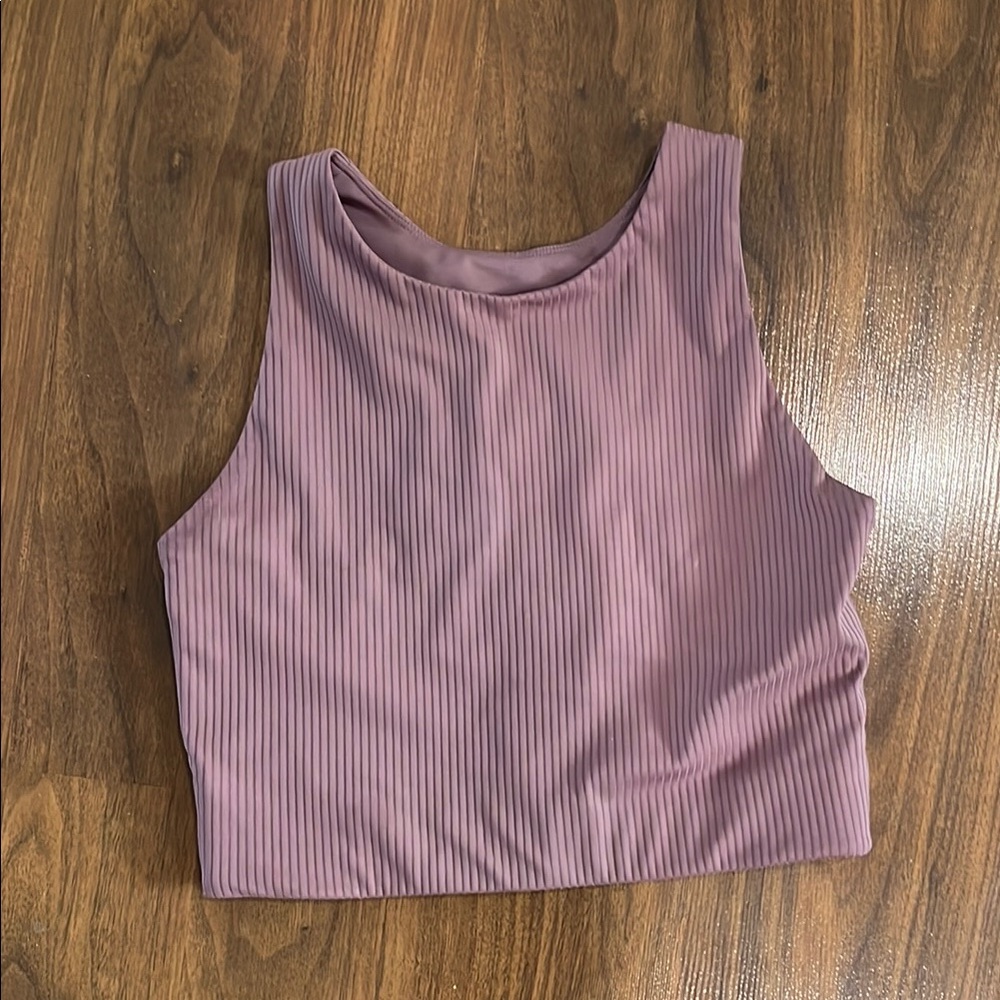 Girlfriend Collective Ribbed Mauve Crop Top